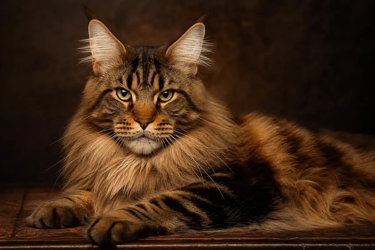 Maine Coon cat in a premium studio portrait